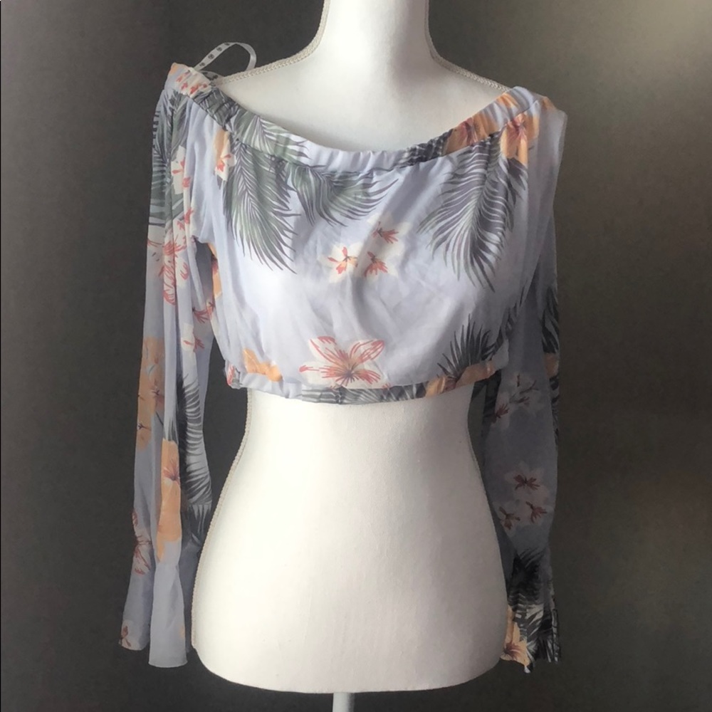 BNWT Missguided Sheer floral crop top sz 16